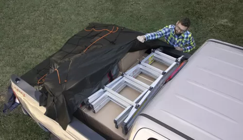 Truck Bed Cargo Net with Built-In Tarp