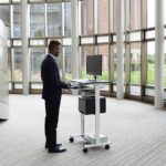 Luxor 29.4 in Three shelf Adjustable Stand Up Workstation – Gray1