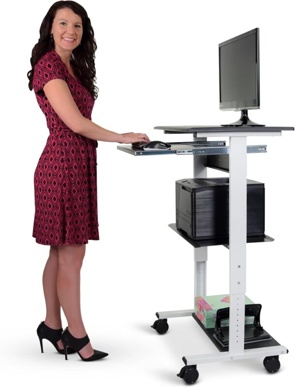 Luxor 29.4 in Three shelf Adjustable Stand Up Workstation – Gray3 Luxor 29.4 in Three shelf Adjustable Stand Up Workstation – Gray3