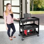 Luxor 3 Shelf Utility Tub Cart Black
