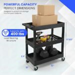 Luxor 3 Shelf Utility Tub Cart Black3