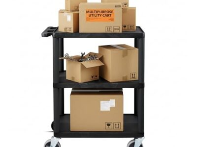 Luxor 3 shelf utility cart – 24 in x 18 in – Black