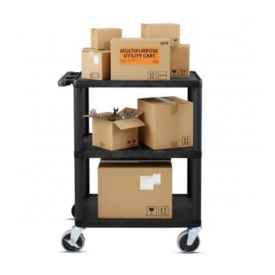 Luxor 3 shelf utility cart – 24 in x 18 in – Black