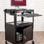 Luxor Adjustable Height Metal Cart Pullout Keyboard Tray and Cabinet – Black2