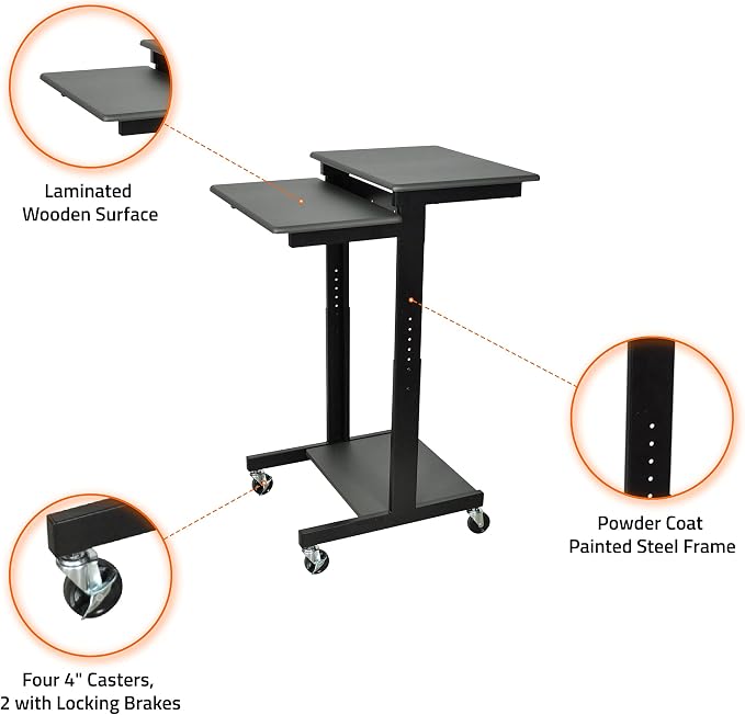 Luxor Adjustable Height Presentation Workstation – Black1