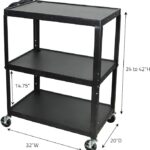Luxor Extra Large Adjustable Height Steel AV Cart – Three Shelves – Black1