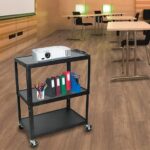 Luxor Extra Large Adjustable Height Steel AV Cart – Three Shelves – Black2