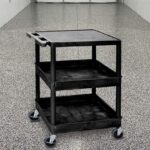 Luxor Flat Top and Tub MiddleBottom Shelf Cart 1 Black