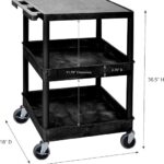 Luxor Flat Top and Tub MiddleBottom Shelf Cart Black