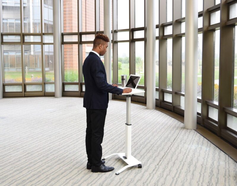 Luxor Pneumatic Adjustable Height Lectern – Gray1 Luxor Pneumatic Adjustable Height Lectern – Gray1