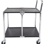 Luxor Two-Shelf Collapsible Metal Utility Cart - Black