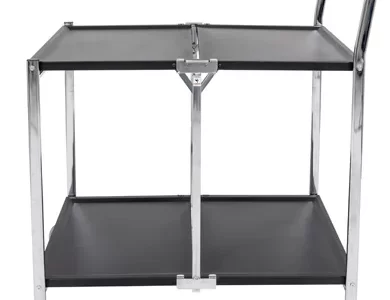 Luxor Two-Shelf Collapsible Metal Utility Cart - Black