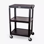 Luxor Adjustable-Height Steel AV Cart - Black