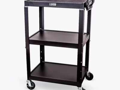 Luxor Adjustable-Height Steel AV Cart - Black