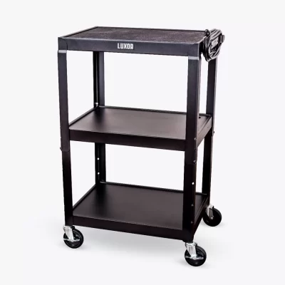 Luxor Adjustable-Height Steel AV Cart - Black Luxor Adjustable-Height Steel AV Cart - Black