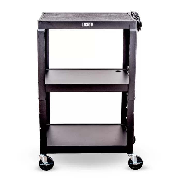 Luxor Adjustable-Height Steel AV Cart - Black