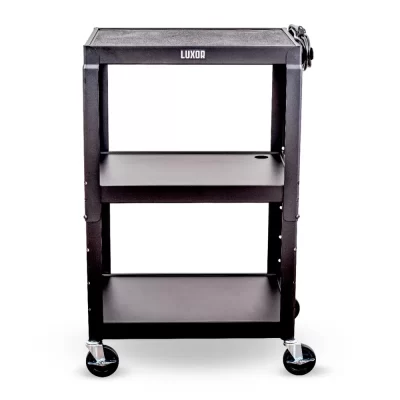 Luxor Adjustable-Height Steel AV Cart - Black Luxor Adjustable-Height Steel AV Cart - Black