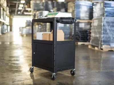 Luxor Adjustable-Height Steel AV Cart - Cabinet - Black