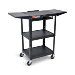 Luxor Adjustable Height Metal Cart, Pullout Keyboard Tray & 2 Drop Leaf Shelves