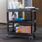 Luxor 3 Shelf Utility Tub Cart - Black