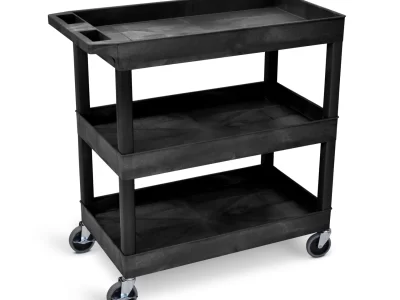 Luxor 3 Shelf Utility Tub Cart - Black