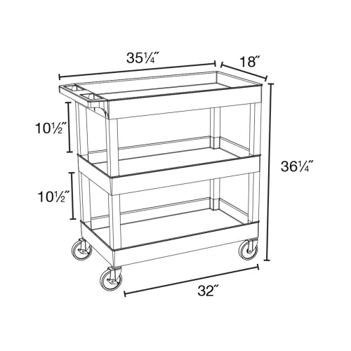 Luxor Tub Cart - Three Shelves - Gray