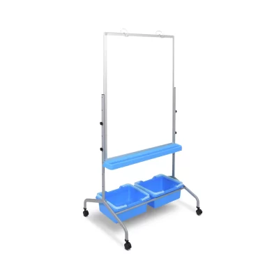 l330_classroom-chart-stand-with-storage-bins-angled_0 Luxor Classroom Chart Stand with Storage Bins - 40-in x 30-in