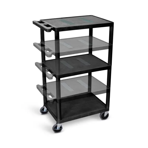 Luxor Multi-Height AV Cart - Three Large Shelves - Black