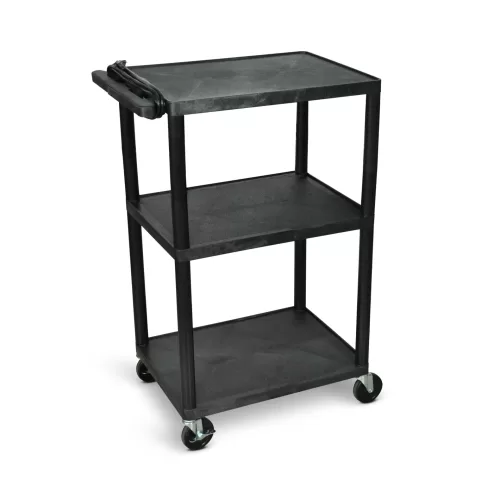 Luxor AV Cart - Three Shelves, Electric - 42-in High - Black