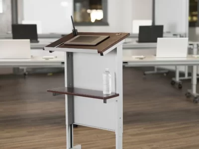 Luxor Rolling Adjustable-Height Podium - Gray