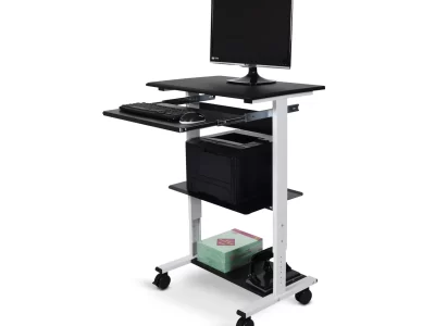 Luxor 29.4-in Three-shelf Adjustable Stand Up Workstation - Gray