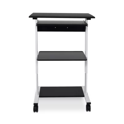 stand-ws30_adjustable-stand-up-workstation-three-shelf-black-shelf-white-frame-front_4 Luxor 29.4-in Three-shelf Adjustable Stand Up Workstation - Gray