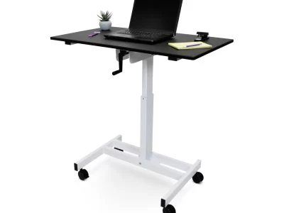 Luxor 40-in Single-Column Crank Stand Up Desk - Gray