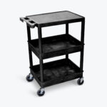 Luxor Flat Top et Tub Middle/Bottom Shelf Cart - Noir