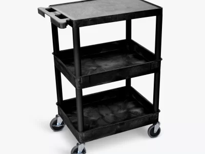 Luxor Flat Top and Tub Middle/Bottom Shelf Cart - Black