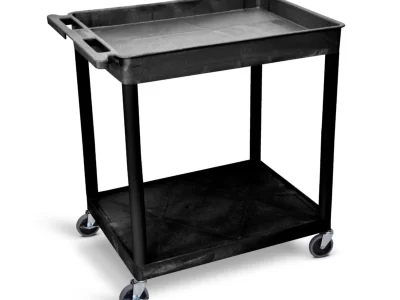 Luxor Large Top Tub and Flat Bottom Shelf Cart - Black
