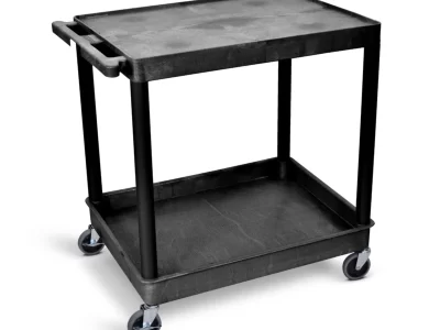 Luxor Large Flat-Top and Tub-Bottom Shelf Cart - Black