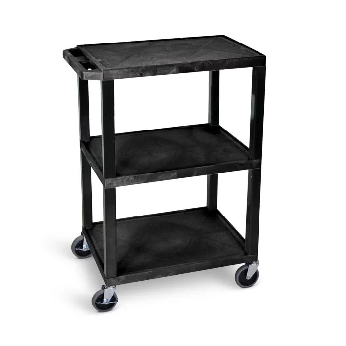 Luxor Tuffy Utility Cart - Three Shelves - Black