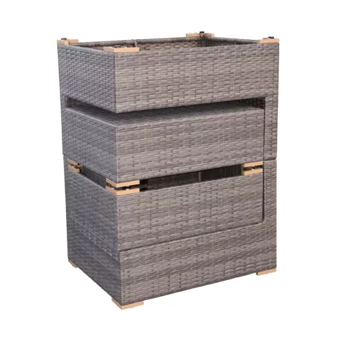 Allspace Allspace 5-Piece Metal Wicker Patio Set Stacked