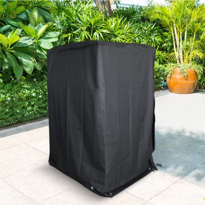 Terrasse extérieure avec chaise et table Allspace Allspace 5-Piece Metal Wicker Patio Set Stacked with cover