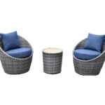 Allspace Allspace 3-Piece Barrel Shape Metal Patio Set with Storage Cover - Indigo