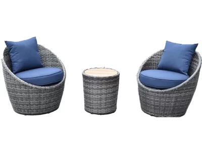 Allspace Allspace 3-Piece Barrel Shape Metal Patio Set with Storage Cover - Indigo