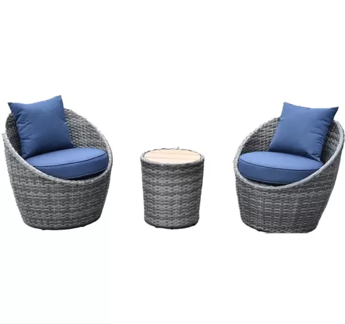 Allspace Allspace 3-Piece Barrel Shape Metal Patio Set with Storage Cover - Indigo