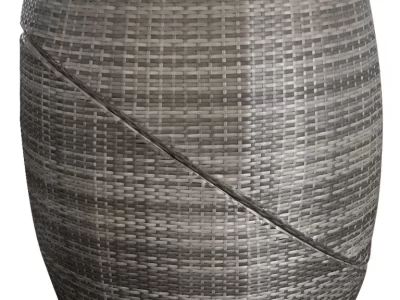 Allspace 3-Piece Barrel Shape Metal Patio Set with Storage Cover Stacked