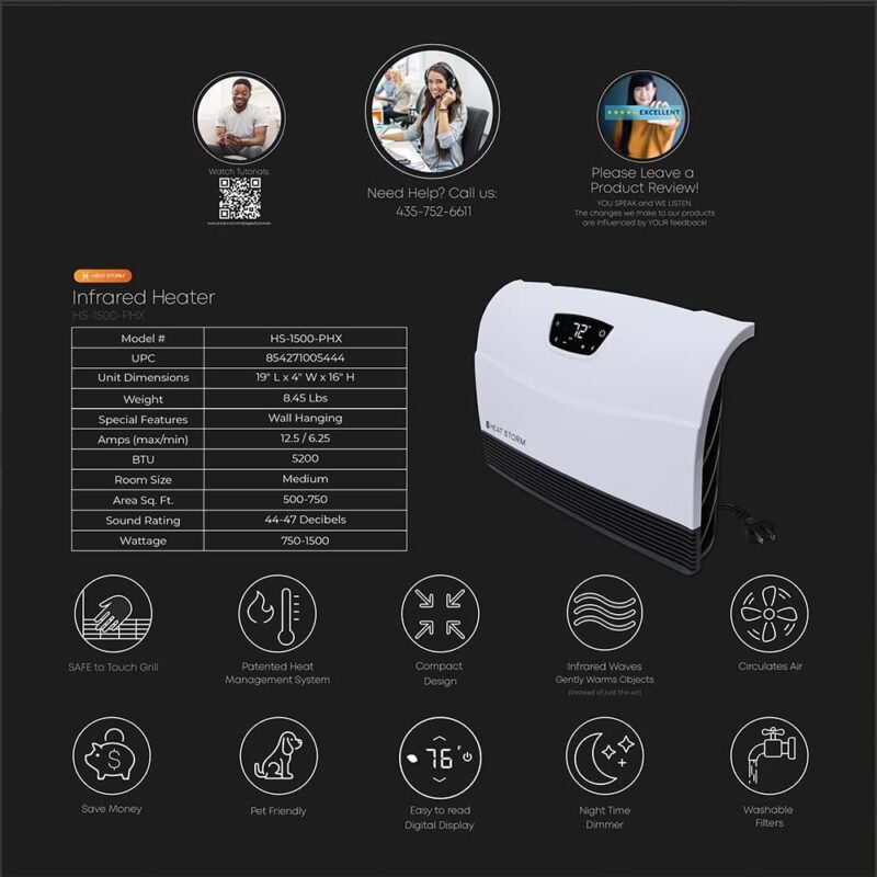 Heat Storm 1500W Infrared Cabinet Heater with Remote Control and Safe Touch Design7 Heat Storm 1500W Infrared Cabinet Heater with Remote Control and Safe Touch Design7