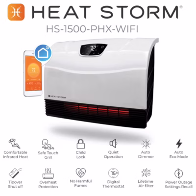 Heat Storm Phoenix 1500W WiFi Smart Heater with Infrared Heating and Digital Thermostat Control6 Heat Storm Phoenix 1500W WiFi Smart Heater with Infrared Heating and Digital Thermostat Control6