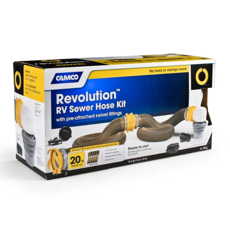 Camco 20' RV Sewer Hose Kit with Pre-Attached Fittings (Kit de tuyau d'égout pour véhicule de plaisance de 20 pieds avec raccords pré-attachés)