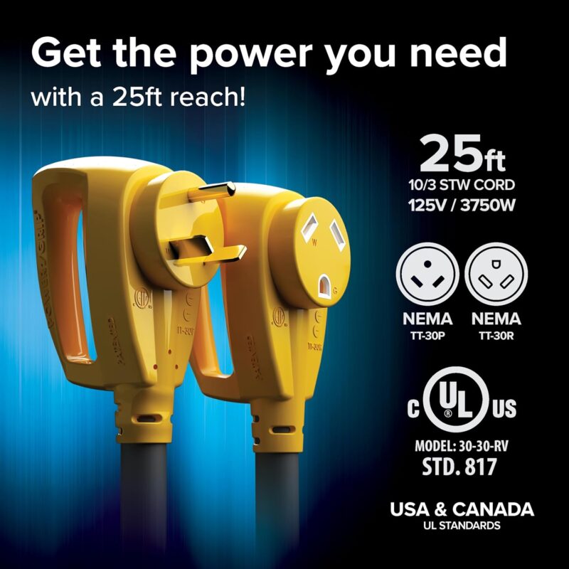 Camco 25' 30 Amp PowerGrip RV Extension Cord