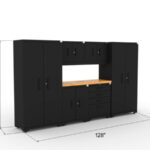 Ensemble de rangements de garage CAT avec 2 casiers, 2 armoires murales, 1 armoire basse, 1 armoire à outils et plan de travail de 56 pouces