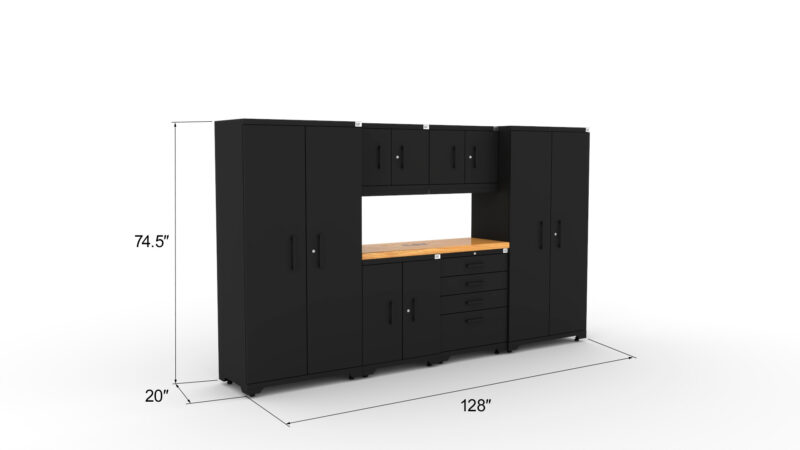CAT FWSETP dimm Ensemble de rangements de garage CAT avec 2 casiers, 2 armoires murales, 1 armoire basse, 1 armoire à outils et plan de travail de 56 pouces